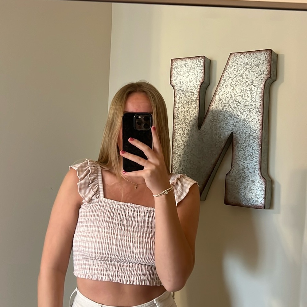 Altered Stare Pink and White ripped Tank top